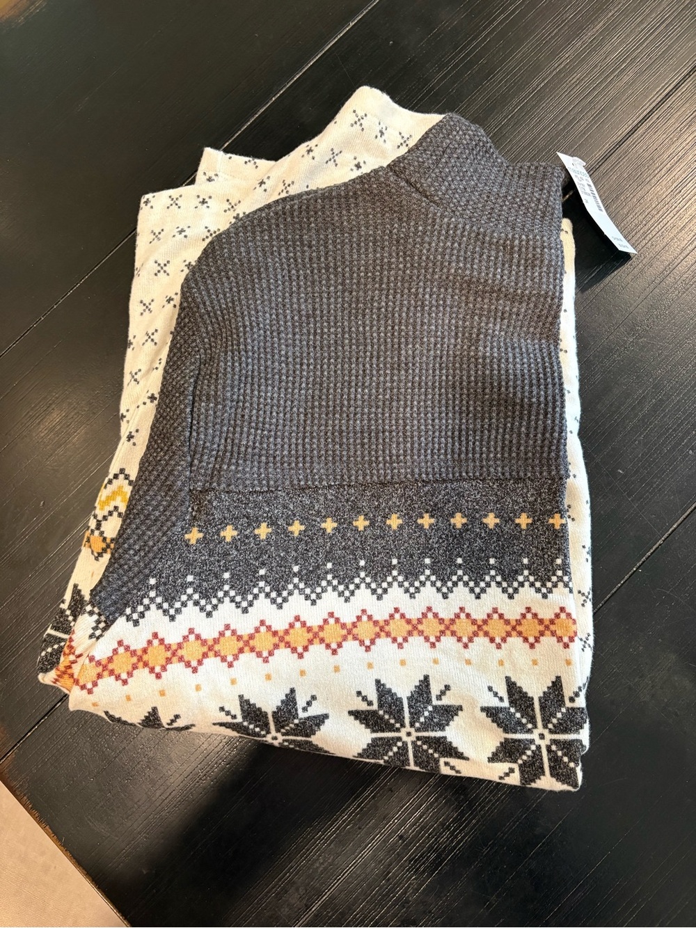 Women's Gray and Cream Fair Isle Knit Sweater